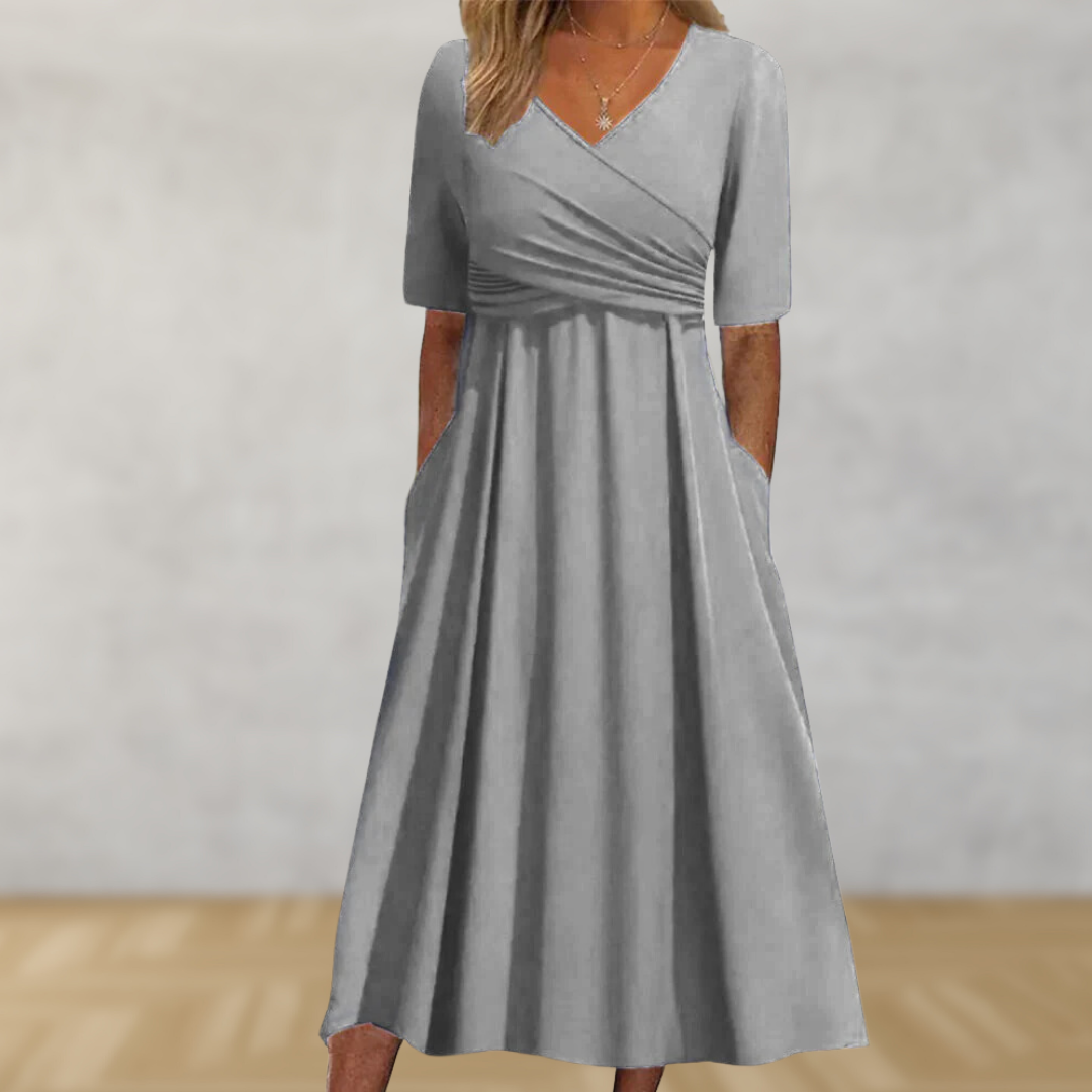Pien - Cotton Crossover Dress With Short Sleeves